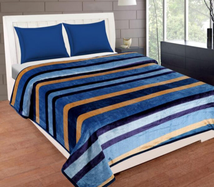 Sarla Shahi strīpains zils pleds 165x225 cm