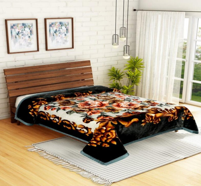 Sarla Bandhan smaragdzaļš pleds ar puķainu rakstu 