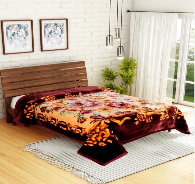 Sarla Bandhan bordo pleds ar puķu rakstu